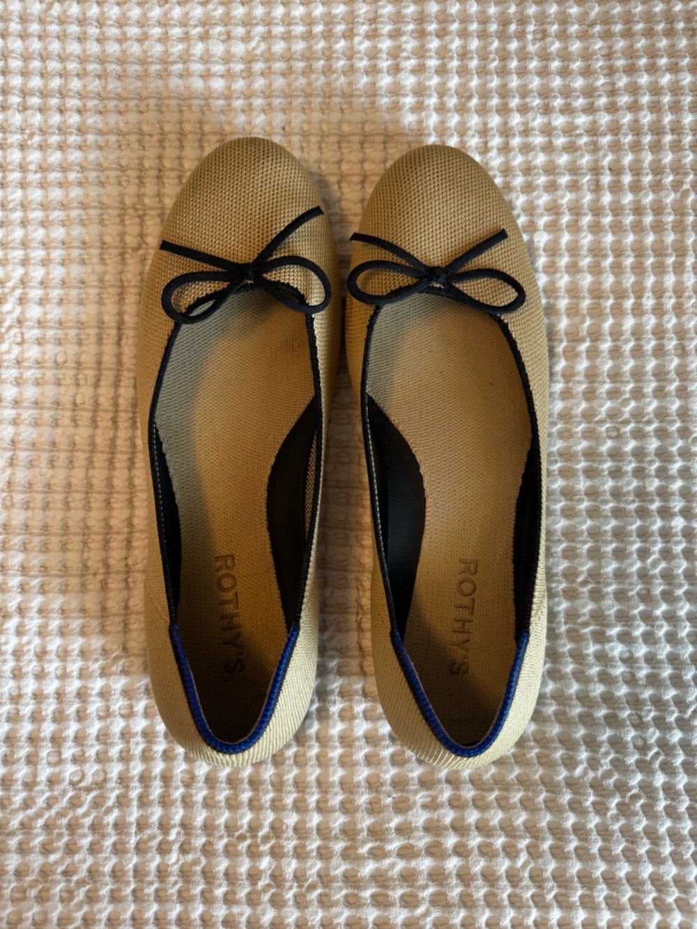 Rothy's Beige Knit Round Toe Ballet Flats